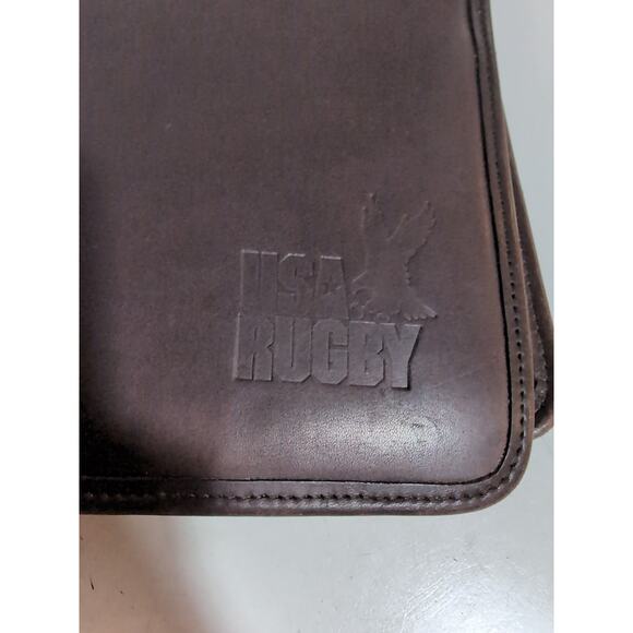 RARE Coach USA Rugby Logo Brown Leather Portfolio Notepad Holder Folio 12.5 X 10 - Picture 2 of 12